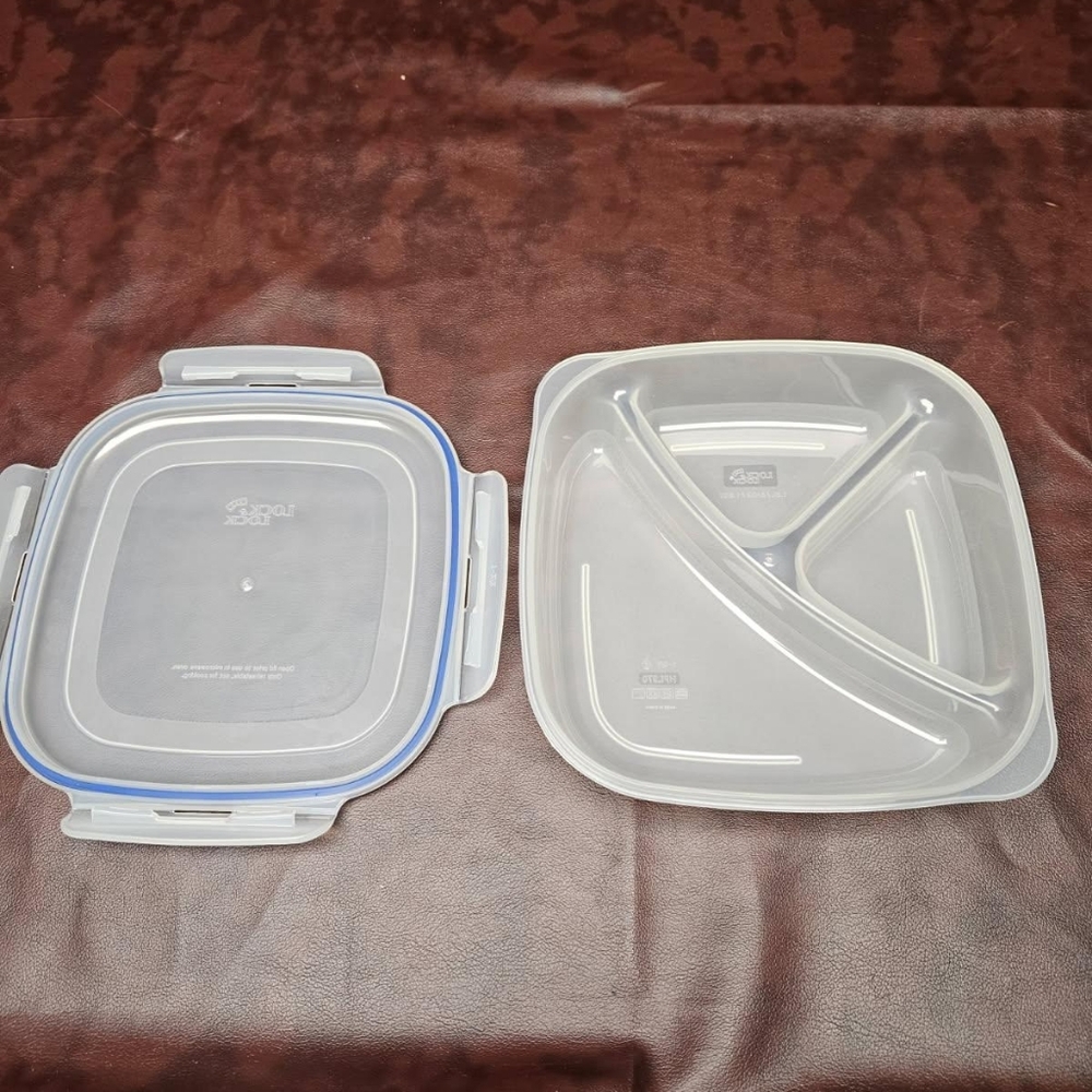 NEW Set Of 2 LocknLock Divided Food Storage Containers, Clear